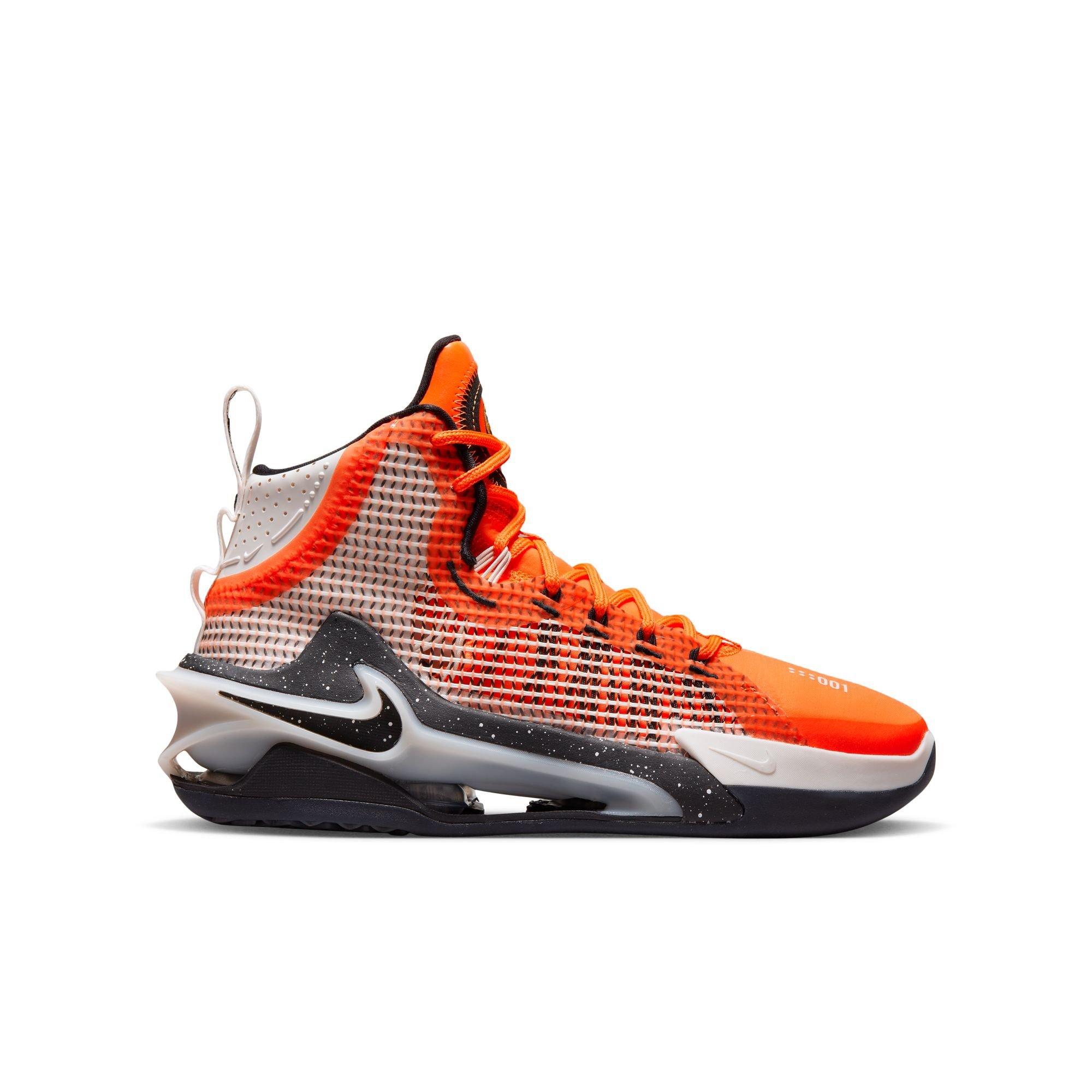 Black and store orange basketball sneakers